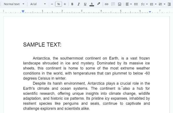 Google Docs view formatting