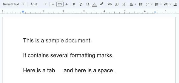 how to show formatting marks in Google Docs