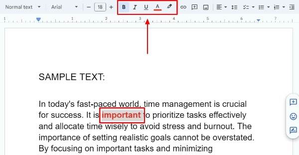 conditional formatting in Google Docs