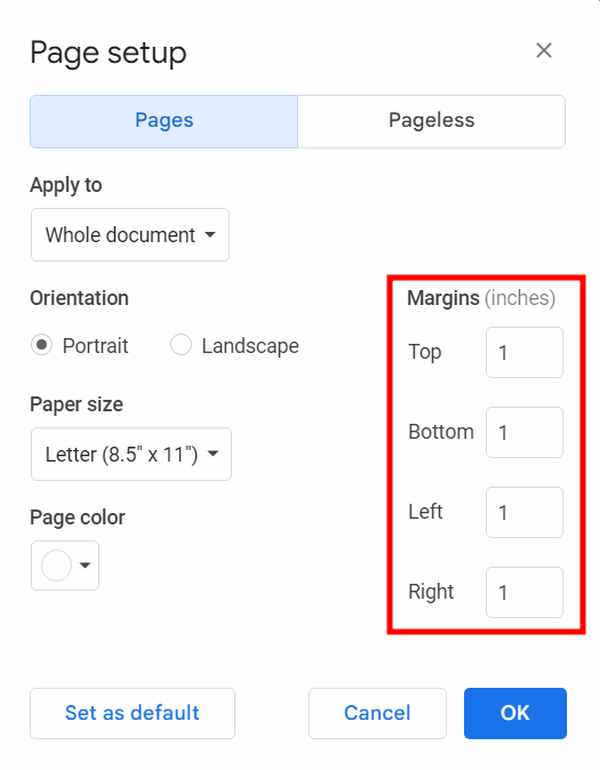 Google Docs remove blank page