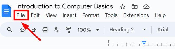 Google Docs set print area