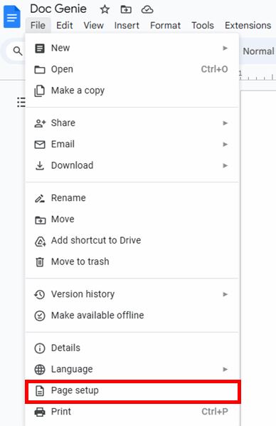 change top and bottom margins in Google Docs