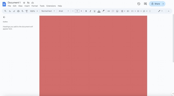 background color in Google Docs