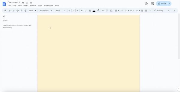 how do you change the background color on Google Docs