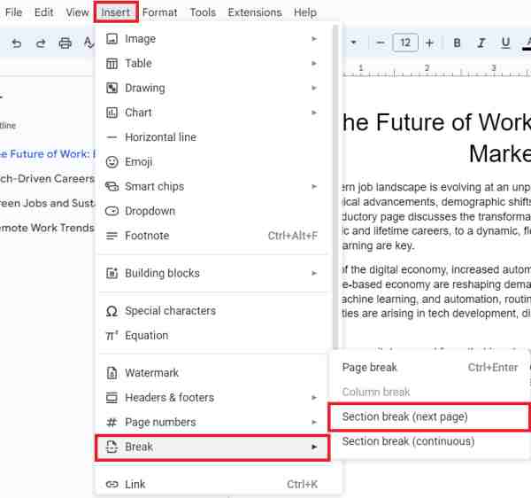 how to make a page landscape in google docs