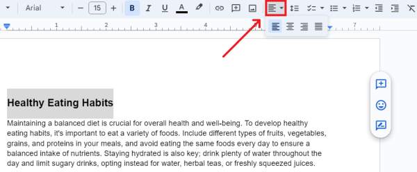 Google Docs align text