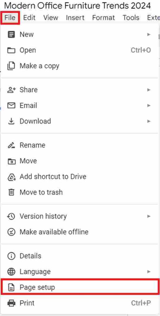 print horizontally on Google Docs