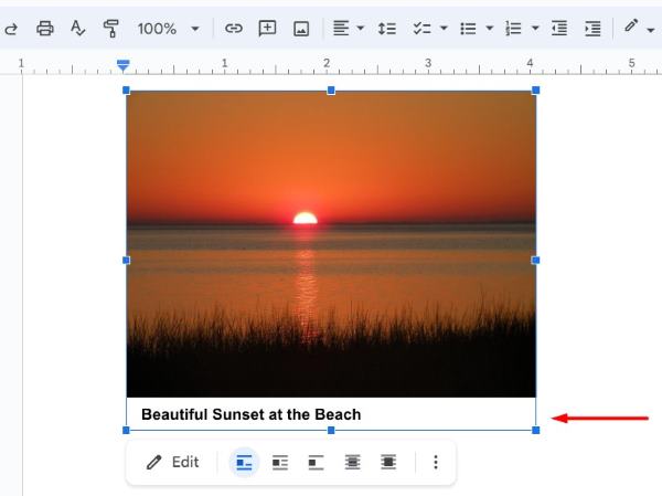 Google Docs image captions