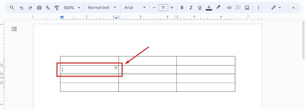 Google Docs table row height won't change