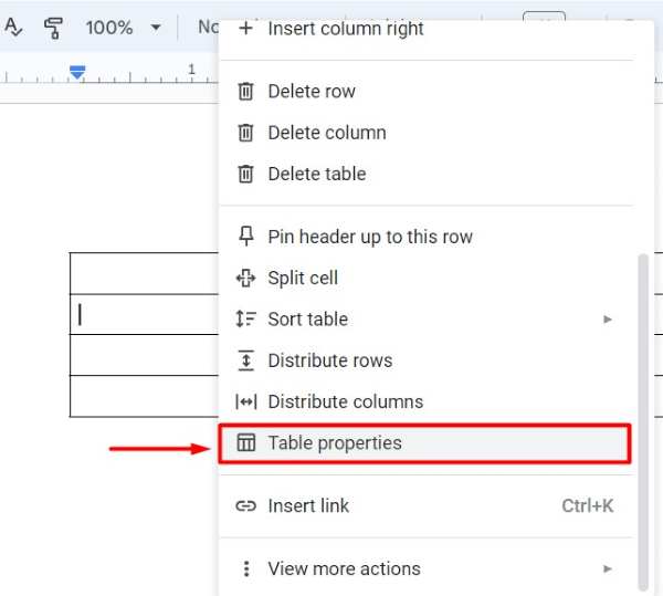 Google Docs table row height