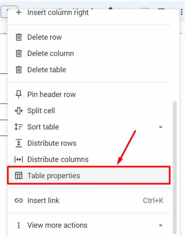 how to change the size of a table in Google Docs