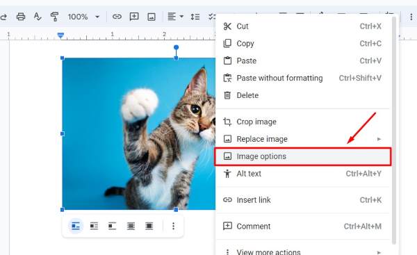 how to center image in Google Docs