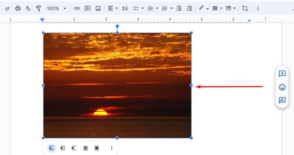 how to crop an image on Google Docs