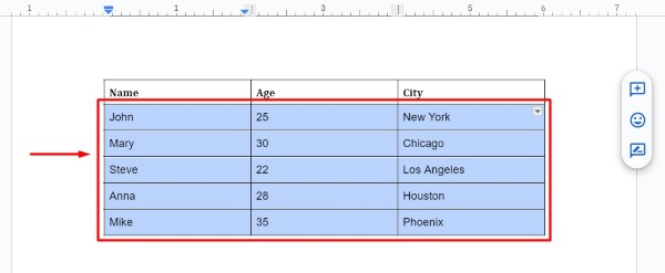 how to fill in a table with color on Google Docs