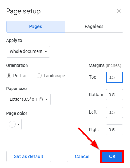 narrow margins Google Docs