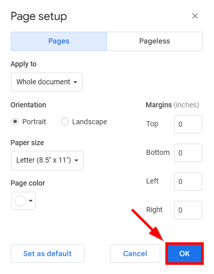 remove margins Google Docs