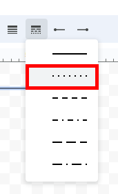 dotted line in Google Docs