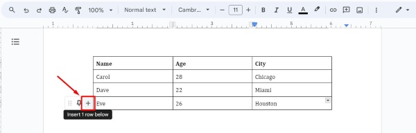 how to merge two tables in Google Docs