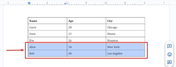 merge tables Google Docs