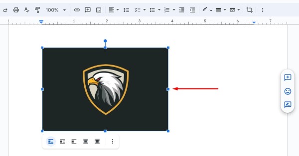 how to resize an image in Google Docs