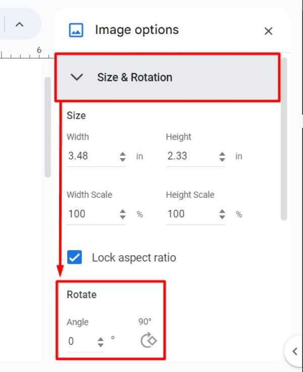 how to rotate image on Google Docs
