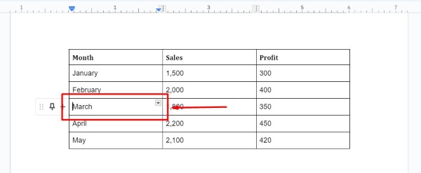 split table in Google Docs