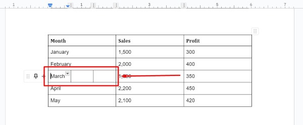 split table Google Docs