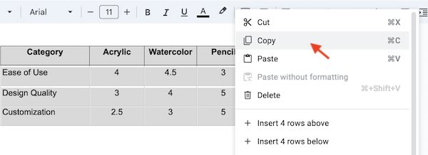 how to delete table without deleting text in Google Docs