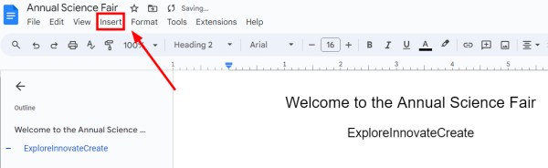 put dot between words in google docs