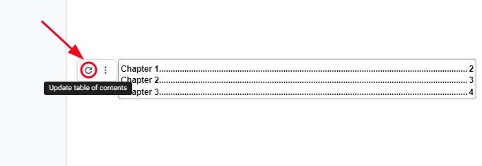 table of contents not working in google docs