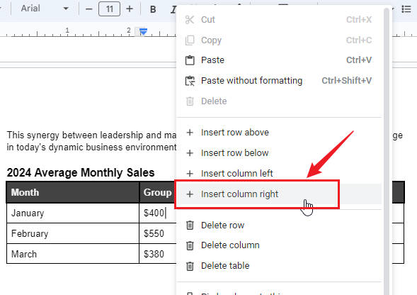 how to make rows or columns on google docs