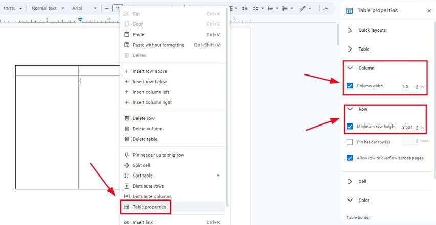 how to expand a table on google docs