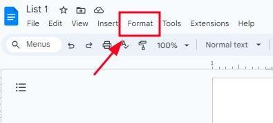 google docs hollow bullet points