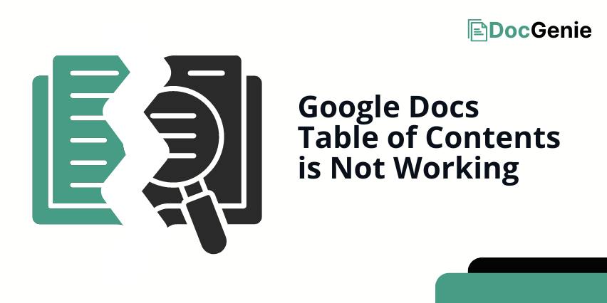 table of contents in google docs not working