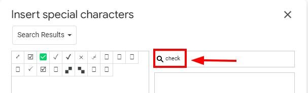 checkmark on google docs