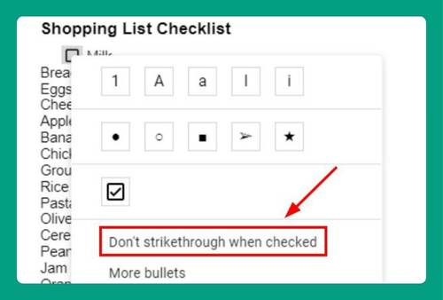 How to Insert Checkbox in Google Docs Without Strikethrough