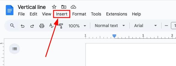 insert vertical line in google docs