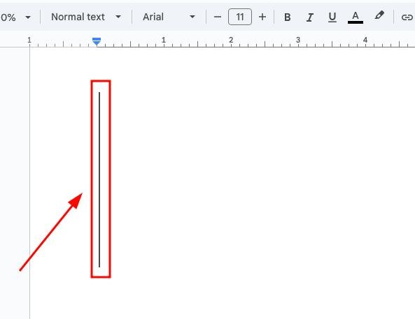 google docs insert vertical line