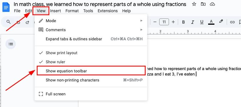 google docs add division line