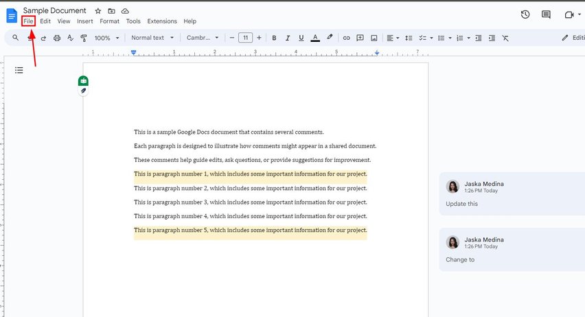 google docs how to download with comments as pdf