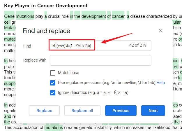 google docs finding duplicates