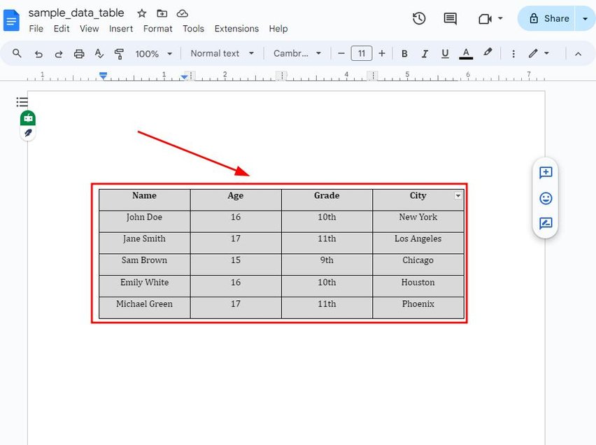 google docs table how to lock