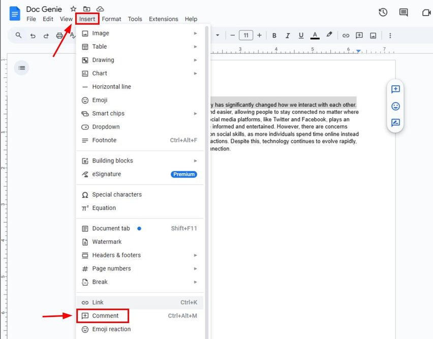 how do you redline in google docs