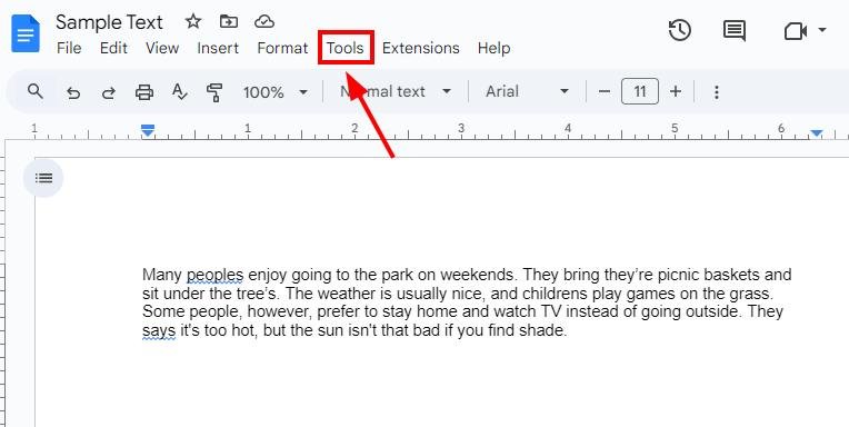 google docs grammar check turn off