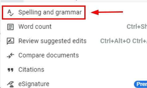  google docs check grammar turn off