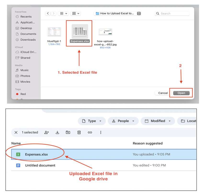 excel for upload to google docs