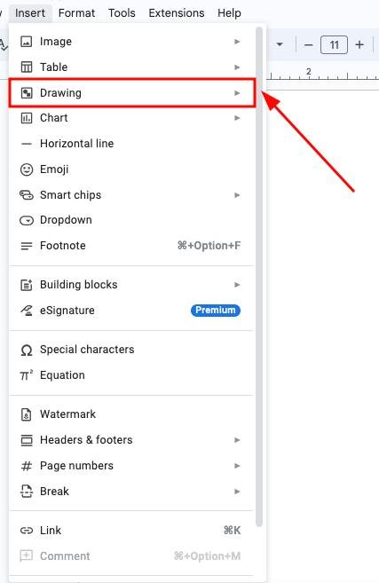 where to find shapes google docs