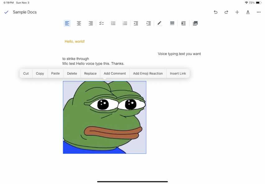 how to move images on google docs app ipad