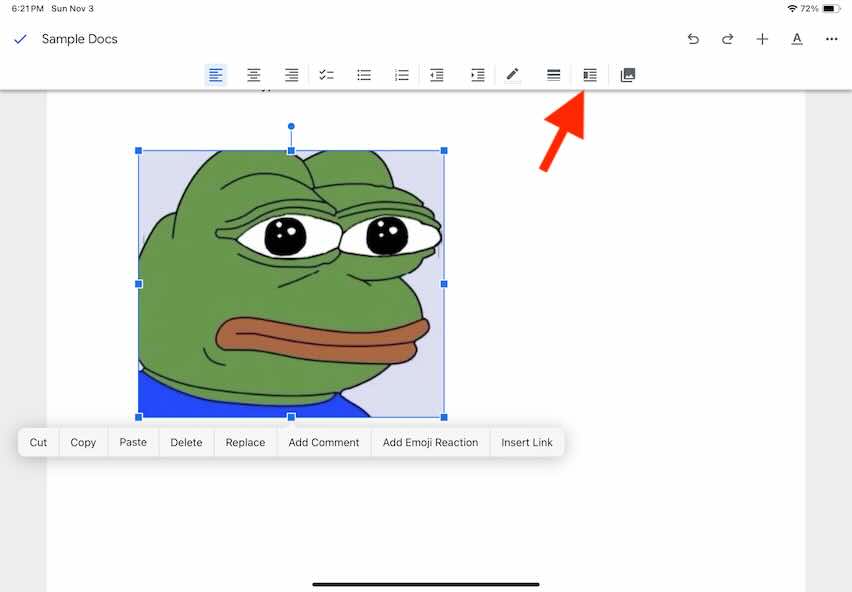 how to move images on google docs app ipad os