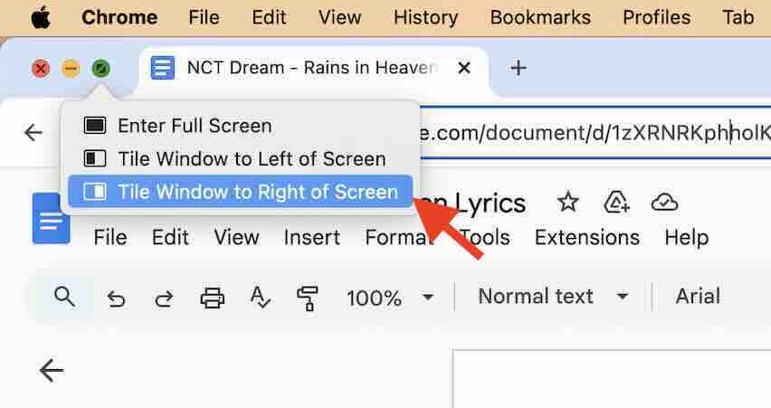 mac os view two pages beside each other in google docs 